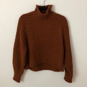 H&M mock neck burnt orange knit sweater